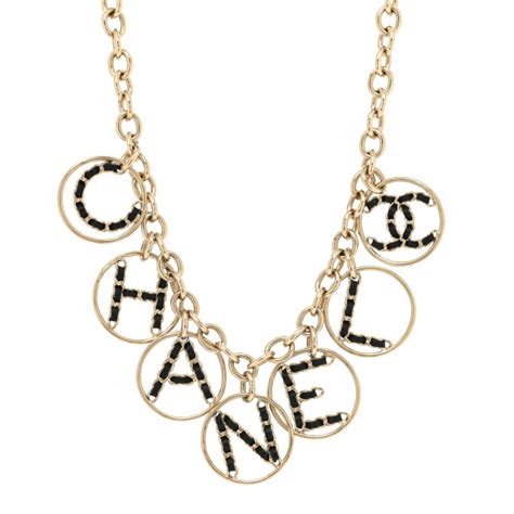 chanel black logo necklace|CHANEL Lambskin Chain Logo Necklace Gold Black.